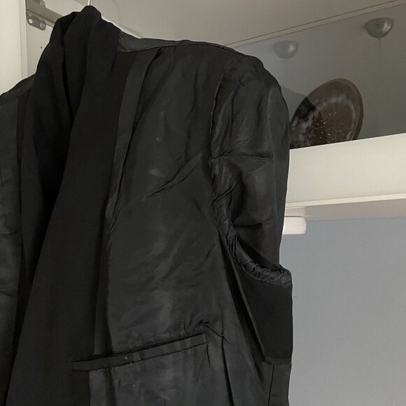 Vtg US Navy Military Enlisted Black Wool Peacoat Gold Buttons 37 R - Picture 7 of 9